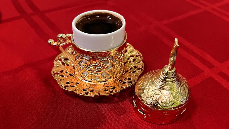 Coffee in a decorative mug
